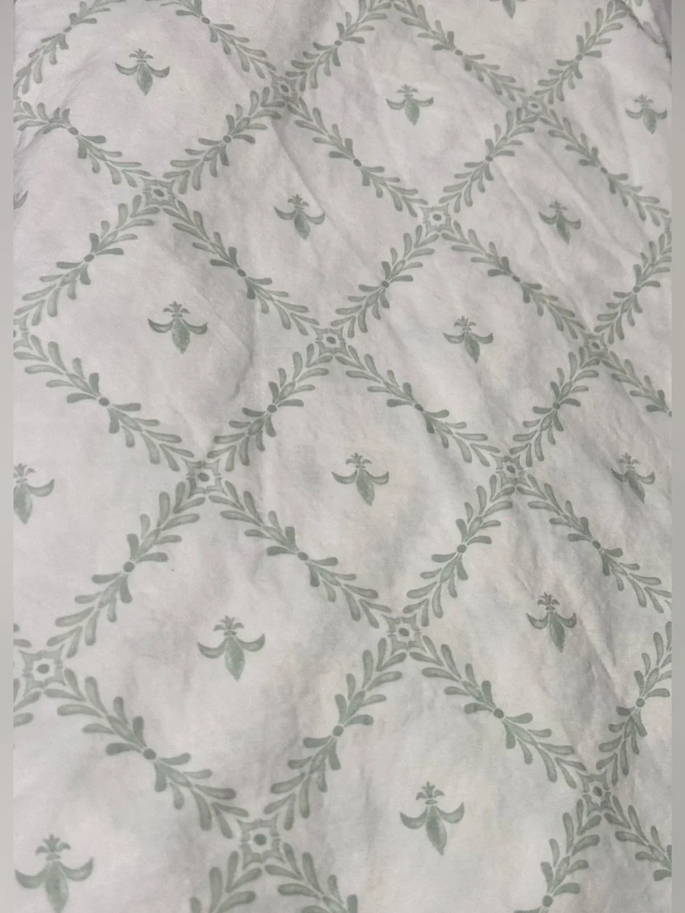 Historic Royal Palaces QUEEN Flat Sheet  Only Fleur de Lis White/Seafoam Cotton